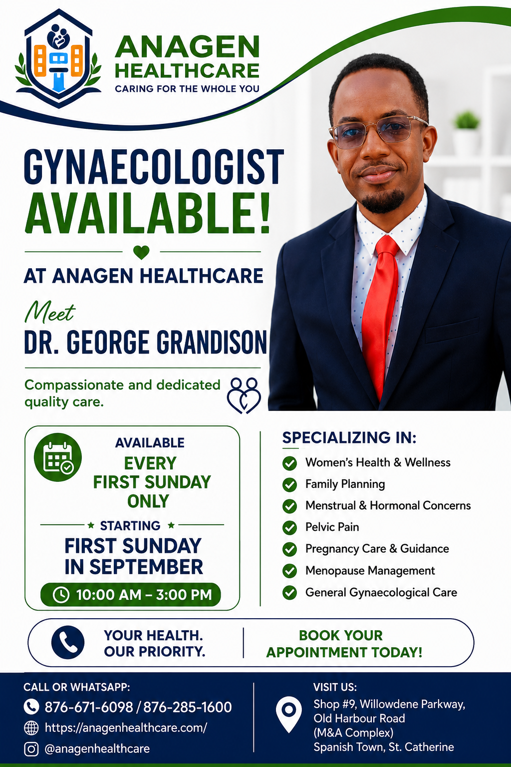 Gynaecologist available at Anagen Healthcare — Dr. George Grandison